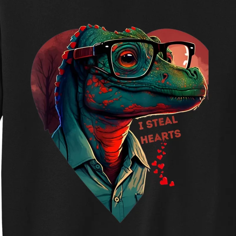 Valentines Day Dinosaur I Steal Hearts Tall Sweatshirt