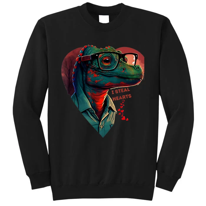 Valentines Day Dinosaur I Steal Hearts Tall Sweatshirt