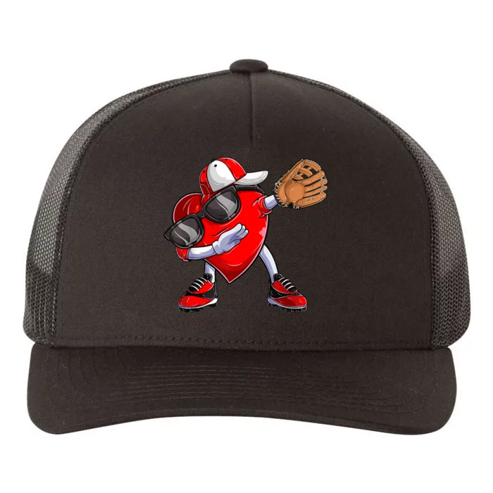 Valentines Day Dabbing Heart Shirt Boys Baseball Catcher Yupoong Adult 5-Panel Trucker Hat