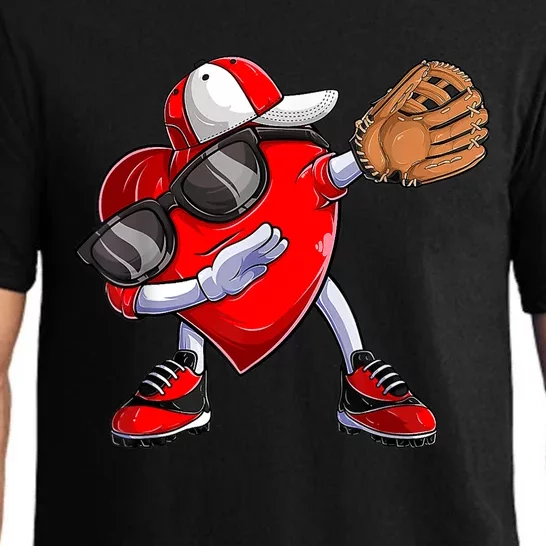 Valentines Day Dabbing Heart Shirt Boys Baseball Catcher Pajama Set