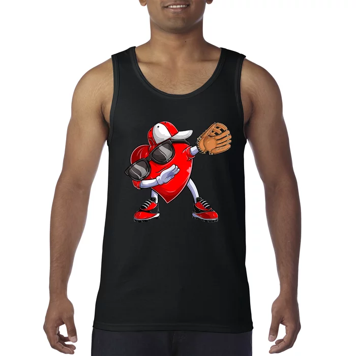 Valentines Day Dabbing Heart Shirt Boys Baseball Catcher Tank Top