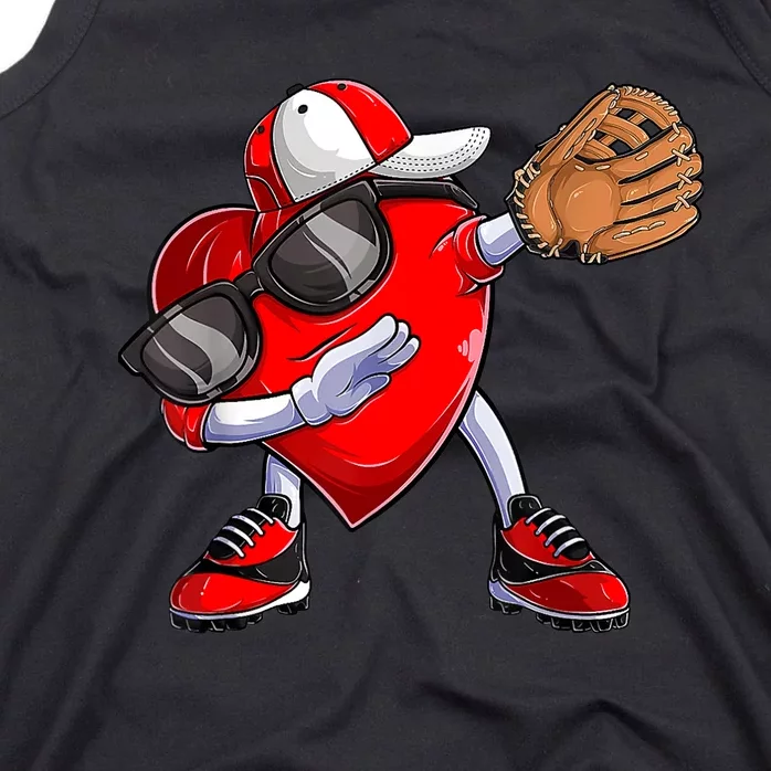 Valentines Day Dabbing Heart Shirt Boys Baseball Catcher Tank Top