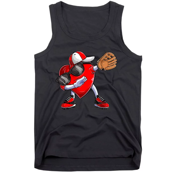 Valentines Day Dabbing Heart Shirt Boys Baseball Catcher Tank Top