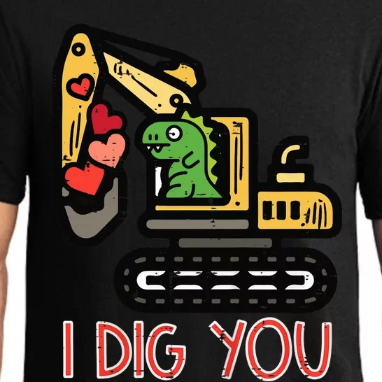 Valentines Day Excavator Dino I Dig You Pajama Set