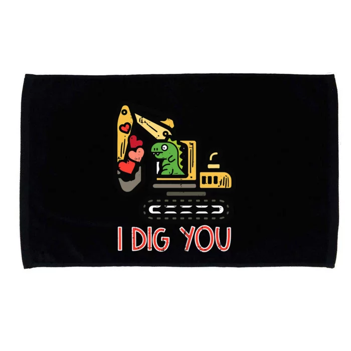 Valentines Day Excavator Dino I Dig You Microfiber Hand Towel