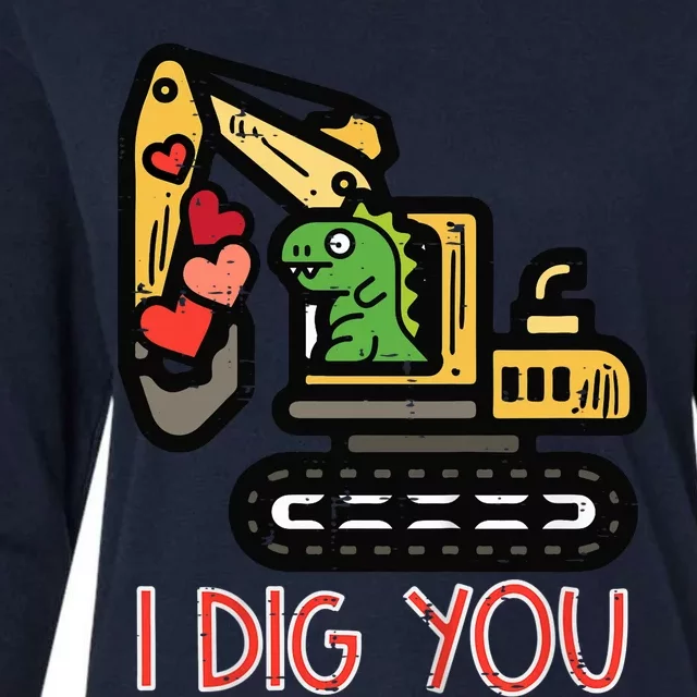 Valentines Day Excavator Dino I Dig You Womens Cotton Relaxed Long Sleeve T-Shirt