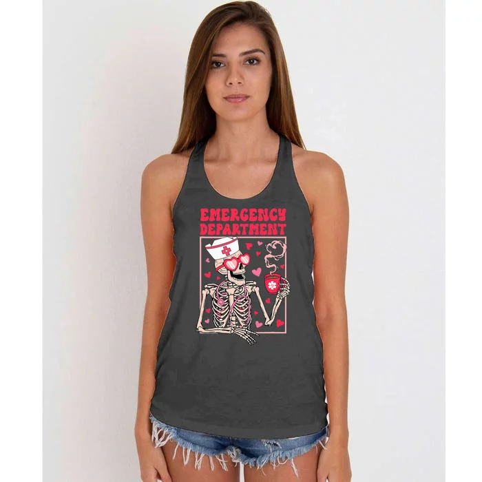 Valentines Day Emergency Department Er Ed Nurse Tech Nursing Women's Knotted Racerback Tank