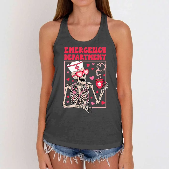 Valentines Day Emergency Department Er Ed Nurse Tech Nursing Women's Knotted Racerback Tank