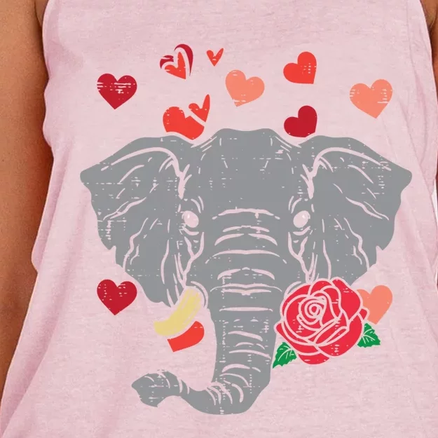 Valentines Day Elephant Cute Animal Cute Gift Women's Knotted Racerback Tank