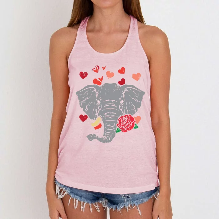 Valentines Day Elephant Cute Animal Cute Gift Women's Knotted Racerback Tank