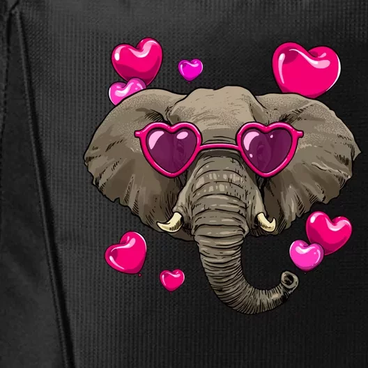 Valentines Day Elephant Heart Love Couples Elephant Lover Cool Gift City Backpack