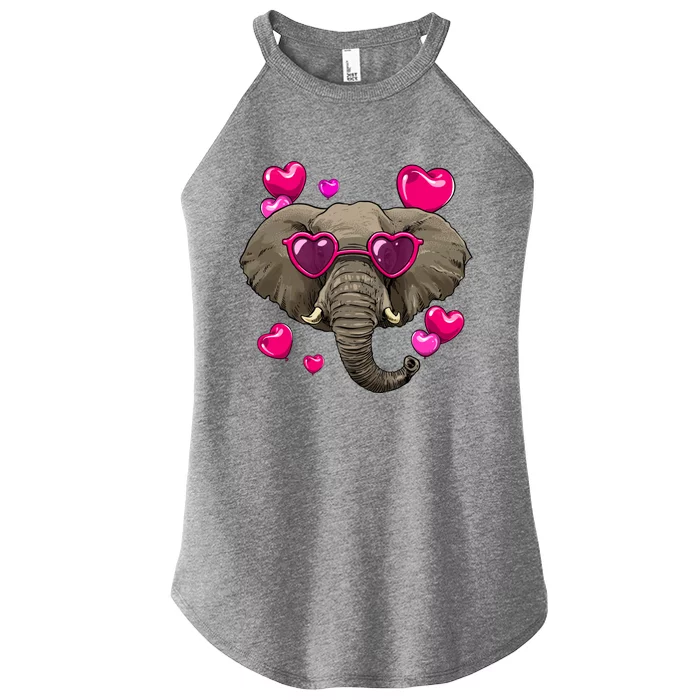 Valentines Day Elephant Heart Love Couples Elephant Lover Cool Gift Women’s Perfect Tri Rocker Tank