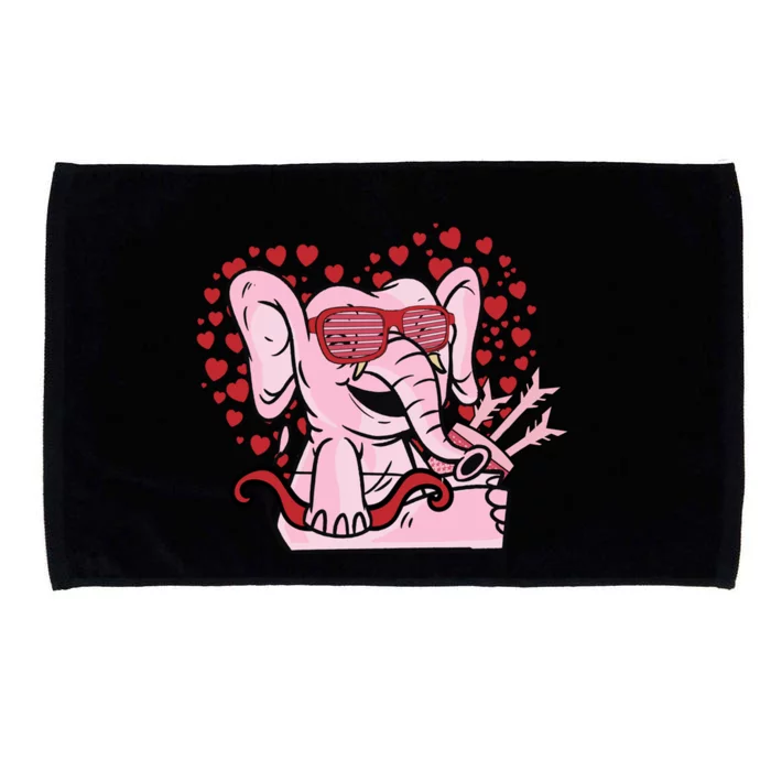 Valentines Day Elephant Holding Heart Gift Microfiber Hand Towel