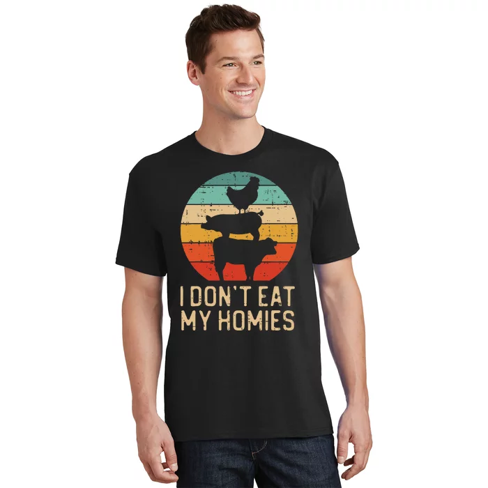 Vegan Dont Eat My Homies Retro Vegetarian T-Shirt