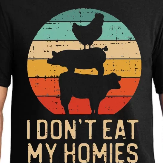 Vegan Dont Eat My Homies Retro Vegetarian Pajama Set