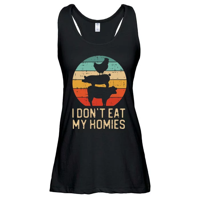 Vegan Dont Eat My Homies Retro Vegetarian Ladies Essential Flowy Tank