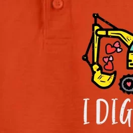 Valentines Day Excavator Dig You Truck Boy Toddlers Dry Zone Grid Performance Polo