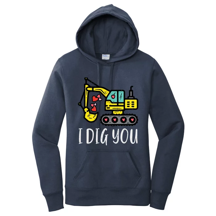 Valentines Day Excavator Dig You Truck Boy Toddlers Women's Pullover Hoodie