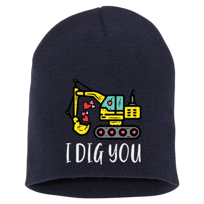 Valentines Day Excavator Dig You Truck Boy Toddlers Short Acrylic Beanie