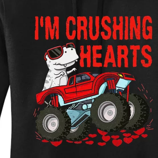 Valentines Day Funny Dino Trex Monster Truck Women's Pullover Hoodie