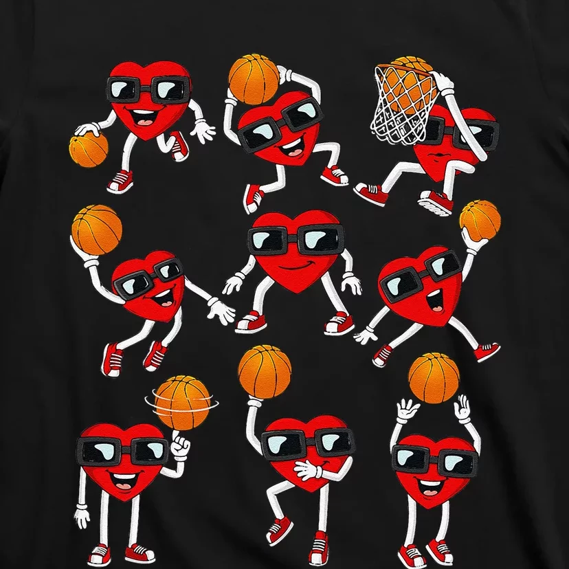 Valentines Day funny Basketball Heart Dunking T-Shirt