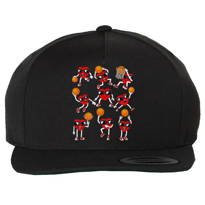 Valentines Day funny Basketball Heart Dunking Wool Snapback Cap