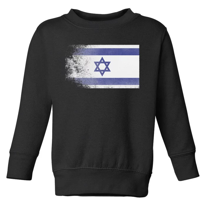 Vintage Distressed Flag of Israel Pray for Israel Pro Jewish Toddler Sweatshirt