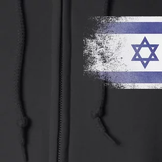 Vintage Distressed Flag of Israel Pray for Israel Pro Jewish Full Zip Hoodie