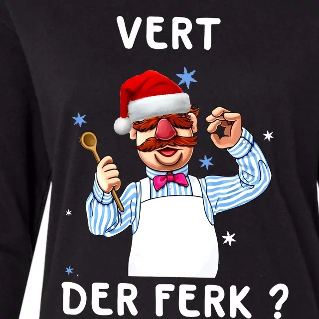 Vert Der Ferk Christmas Funny Chef Womens Cotton Relaxed Long Sleeve T-Shirt