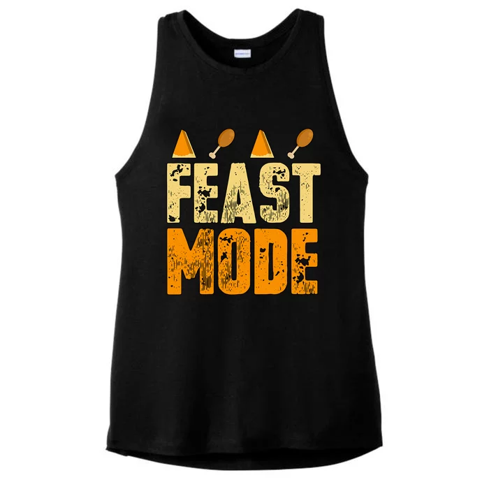 Vintage Distressed Feast Mode! Pumpkin Pie Turkey Legs Gift Great Gift Ladies Tri-Blend Wicking Tank