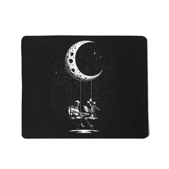 Valentine Day Funny Skeleton Couple Guitar Rock And Roll Mousepad