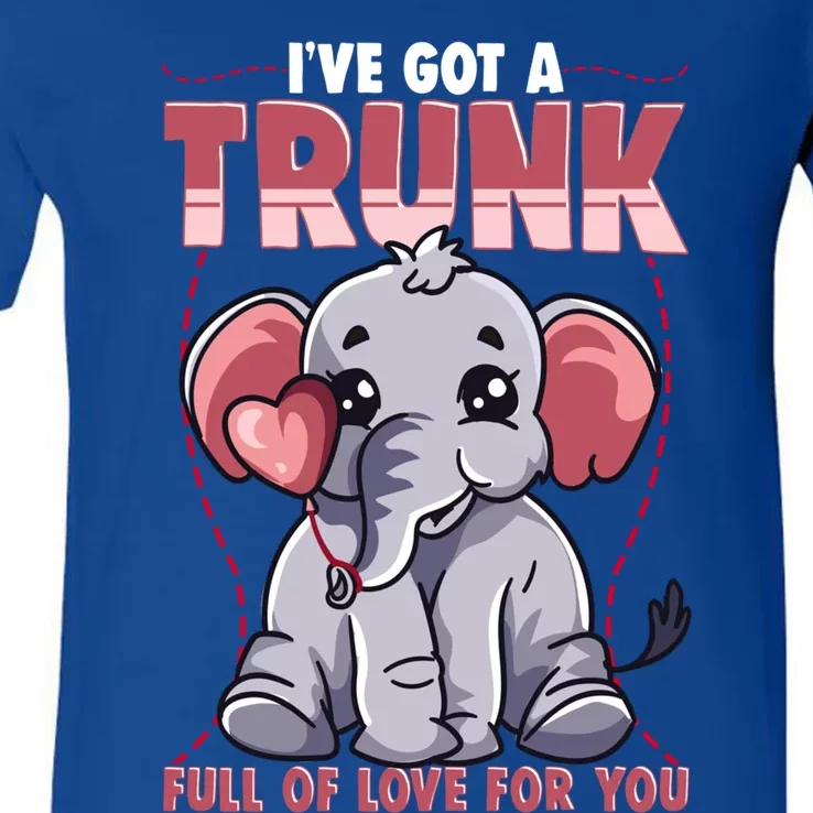 Valentine's Day Full Of Love For You Cute Elephant Gift Funny Gift V-Neck T-Shirt