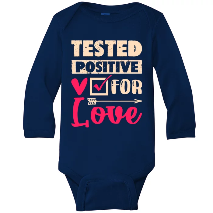 Valentine's Day For Couples Tested Positive For Love Pajama Gift Baby Long Sleeve Bodysuit