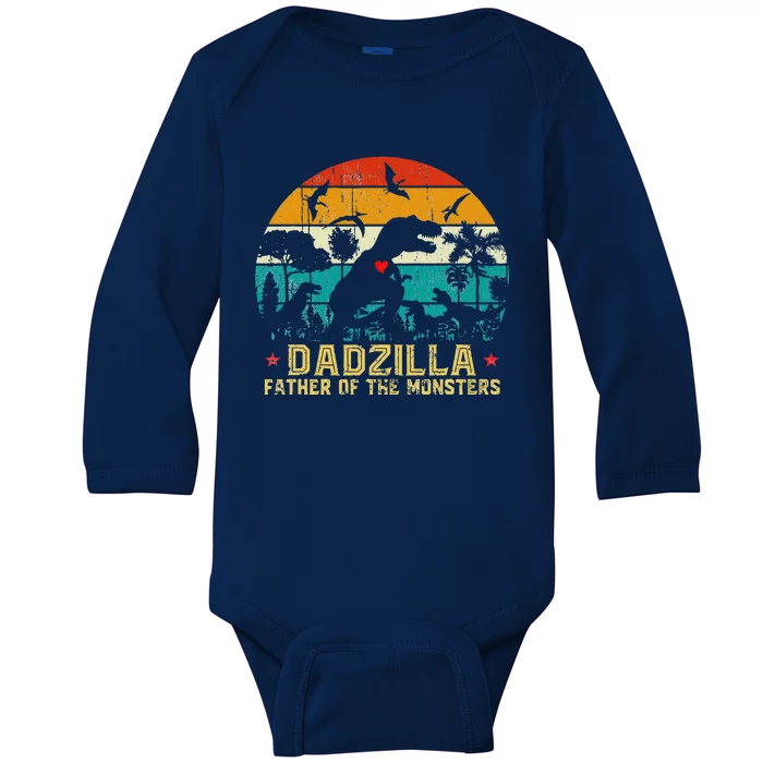 Vintage Dadzilla Father Of The Monsters For DAD Fathers Day Baby Long Sleeve Bodysuit