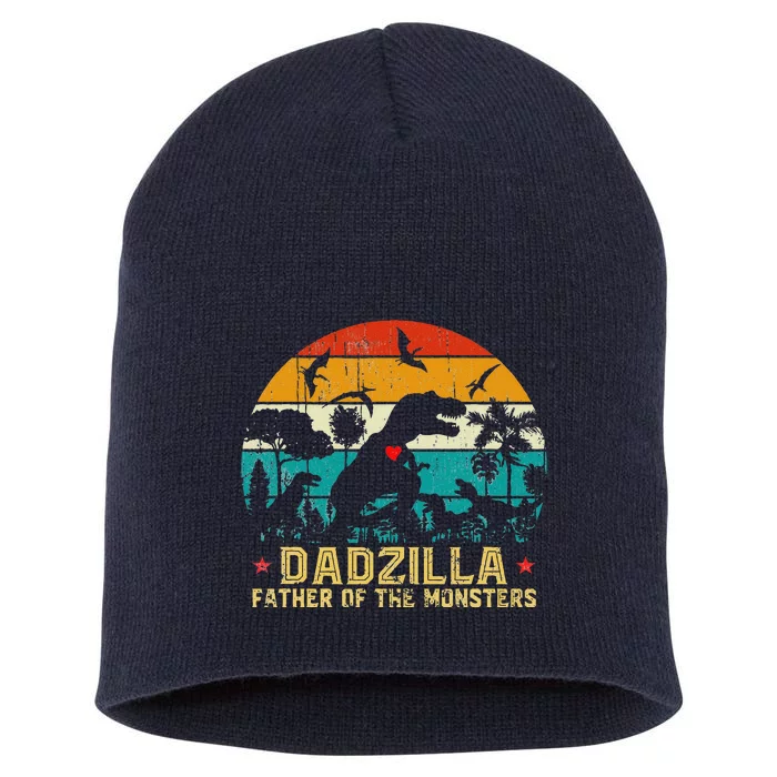 Vintage Dadzilla Father Of The Monsters For DAD Fathers Day Short Acrylic Beanie