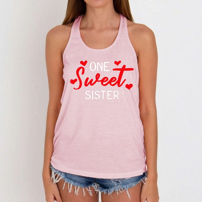 Valentines Day For Sister Matching Family Women's Knotted Racerback Tank