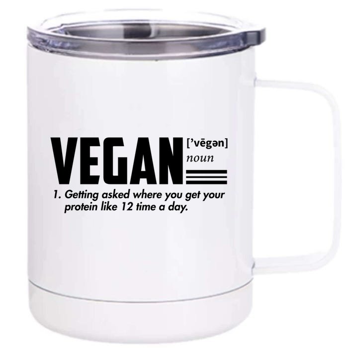 Vegan Definition Funny Vegan Joke Gift Veganism Definition Cute Gift Front & Back 12oz Stainless Steel Tumbler Cup