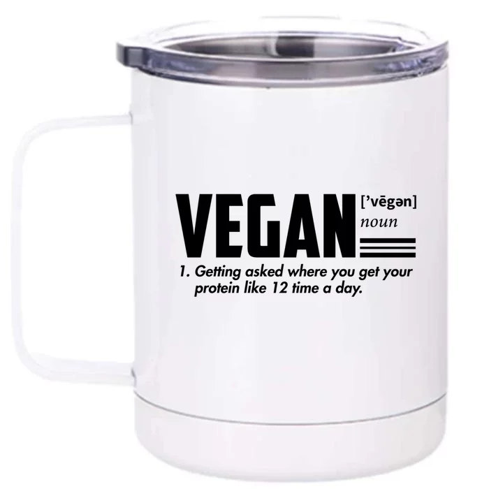 Vegan Definition Funny Vegan Joke Gift Veganism Definition Cute Gift Front & Back 12oz Stainless Steel Tumbler Cup