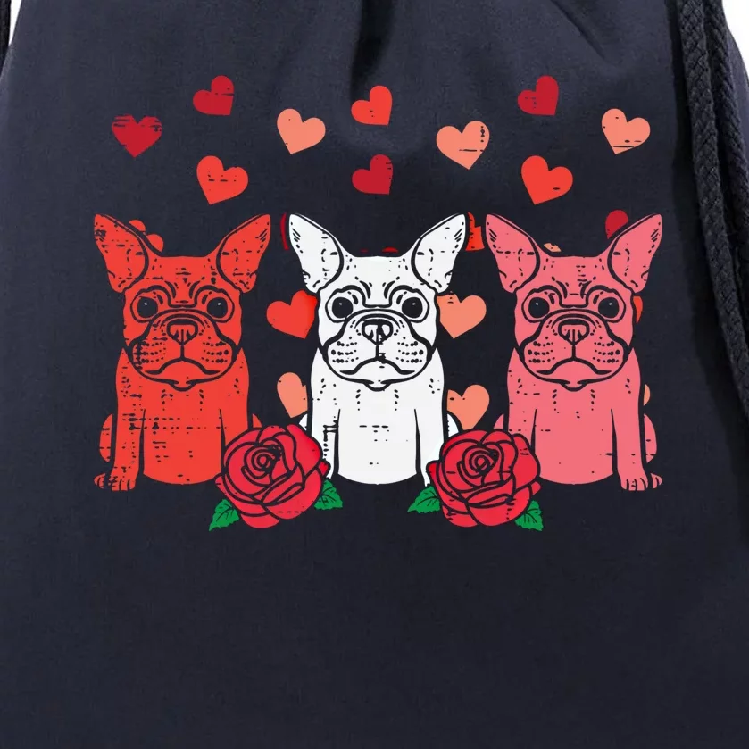 Valentines Day French Bulldogs Frenchie Dog Cool Gift Drawstring Bag