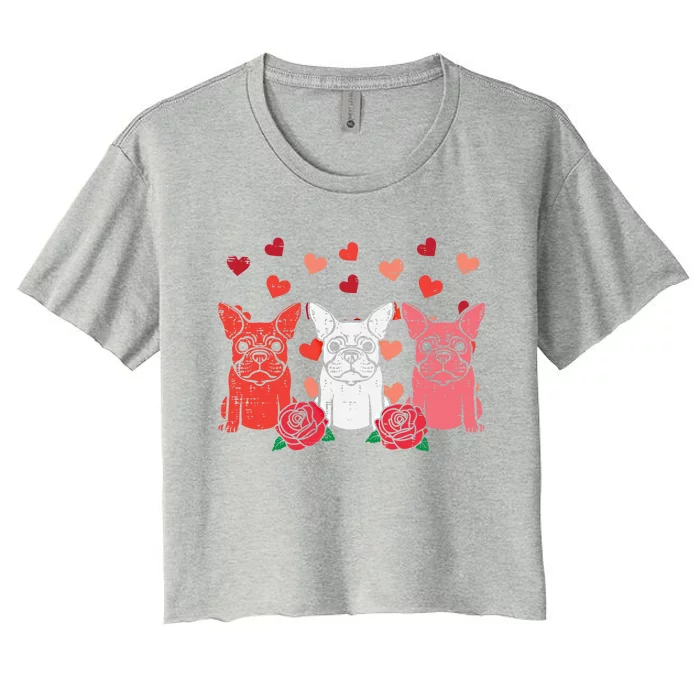 Valentines Day French Bulldogs Frenchie Dog Cool Gift Women's Crop Top Tee