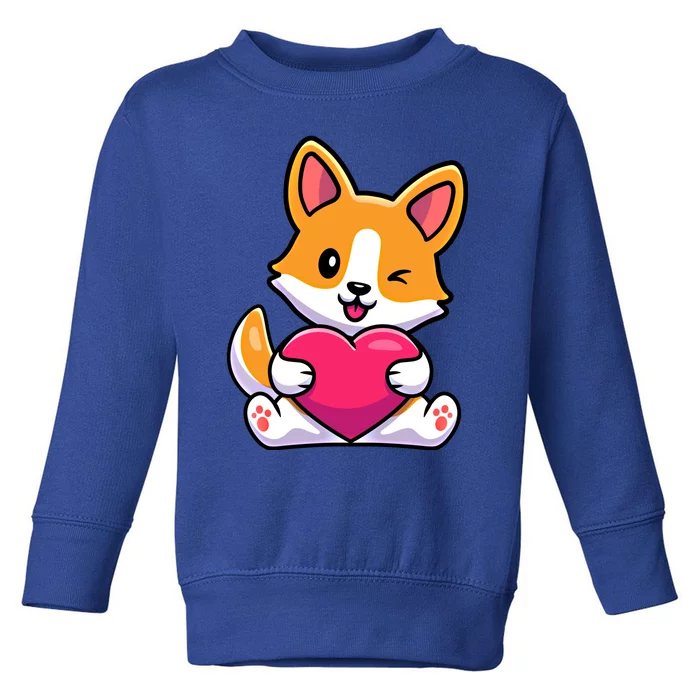 Valentines Day Funny Gift For Corgi Dog Lovers Gift Toddler Sweatshirt