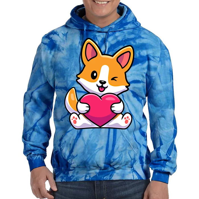 Valentines Day Funny Gift For Corgi Dog Lovers Gift Tie Dye Hoodie