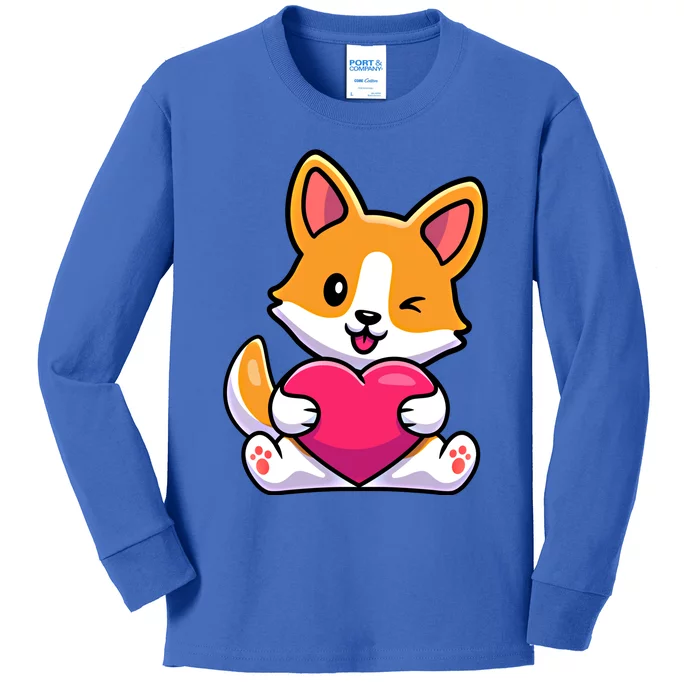 Valentines Day Funny Gift For Corgi Dog Lovers Gift Kids Long Sleeve Shirt