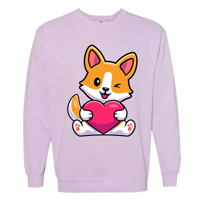 Valentines Day Funny Gift For Corgi Dog Lovers Gift Garment-Dyed Sweatshirt