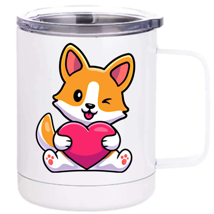 Valentines Day Funny Gift For Corgi Dog Lovers Gift Front & Back 12oz Stainless Steel Tumbler Cup