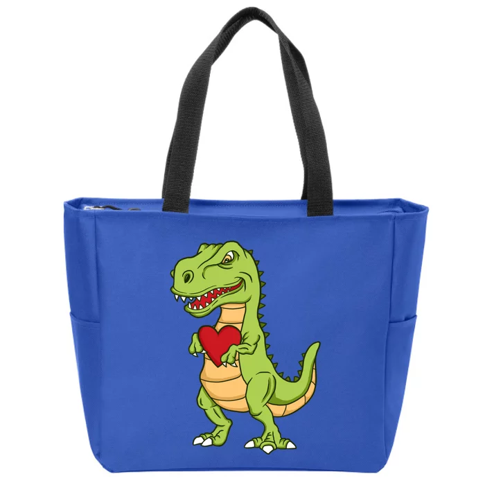 Valentines Day Funny Dinosaur Love Heart Gift Zip Tote Bag