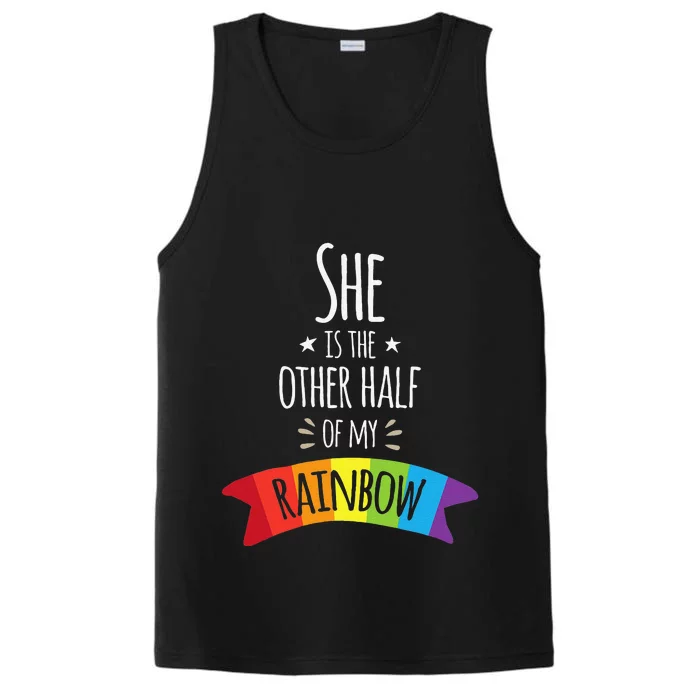 Valentine's Day For Lesbian Girlfriend Wife My Rainbow Performance Tank