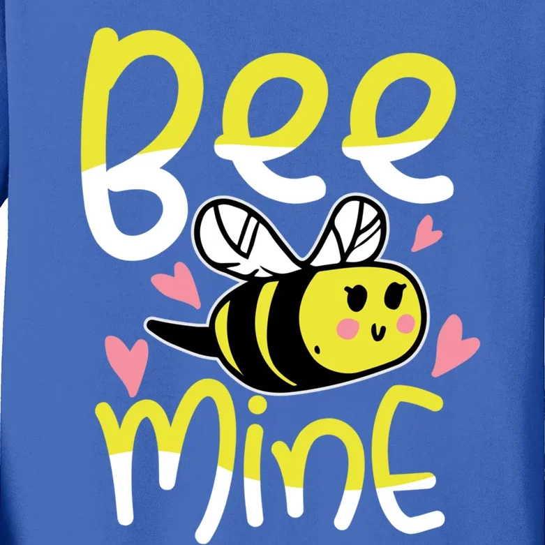 Valentine's Day Funny Gift Bee Mine Funny Gift Pun Honey Couple Rotic Funny Gift Kids Long Sleeve Shirt