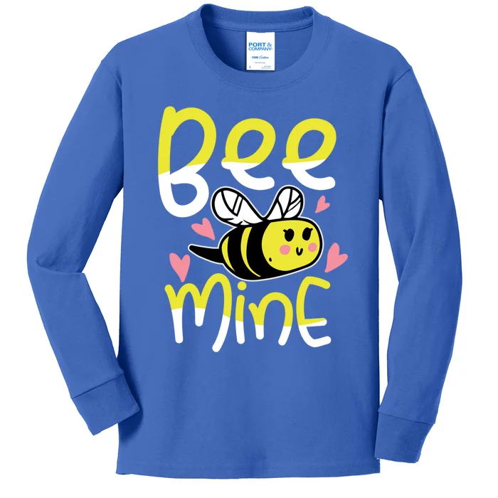 Valentine's Day Funny Gift Bee Mine Funny Gift Pun Honey Couple Rotic Funny Gift Kids Long Sleeve Shirt