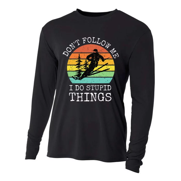 Vintage Don't follow me I do stupid things Cool Snowboarding Cooling Performance Long Sleeve Crew